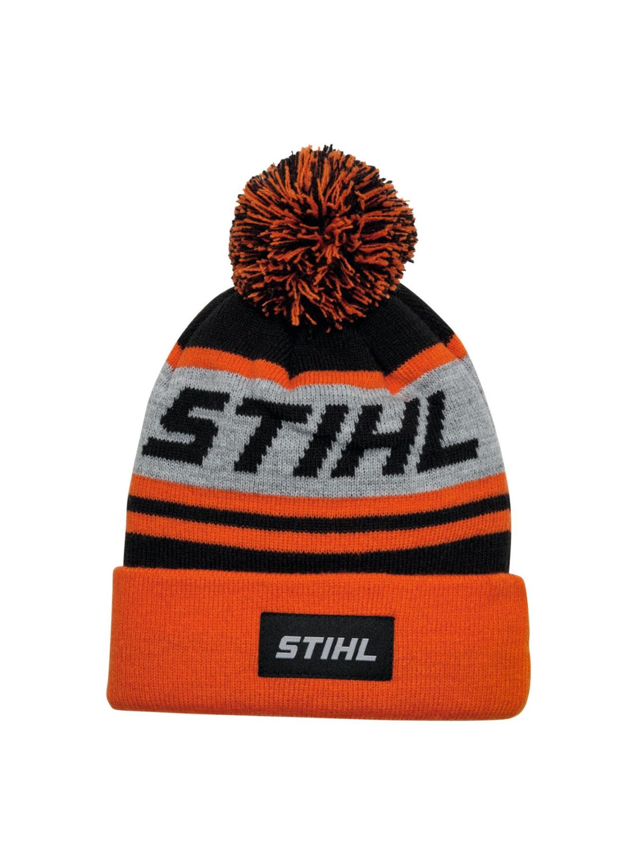 100017239 Mütze KIDS POMPON 24 Orange/Schwarz